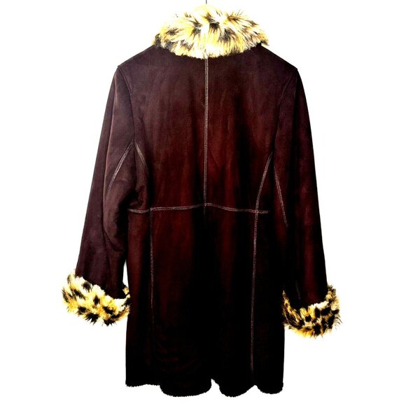 NOVELTI Womens Swing Coat Faux Fur Winter Luxury Cuddly Soft Brown Size Small - Picture 2 of 13